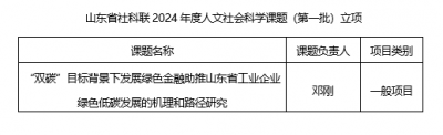 我们一项课题获山东省社科联2024年度人文社会科学课题（第一批）立项